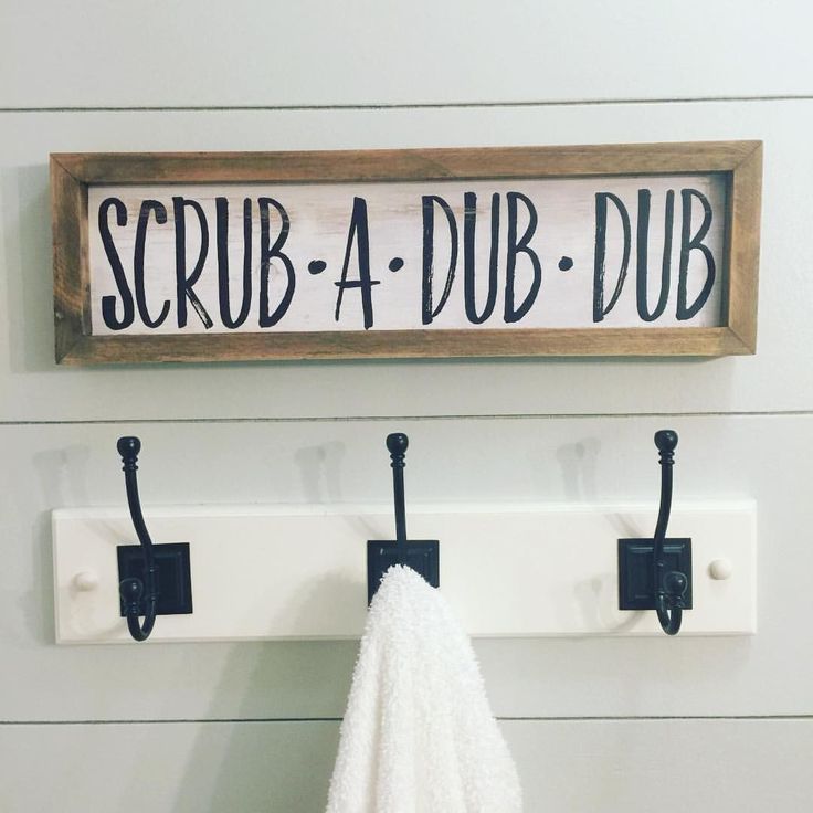Shiplap Bathroom | DIY Hooks | Hobby Lobby Sign -   25 diy bathroom signs
 ideas