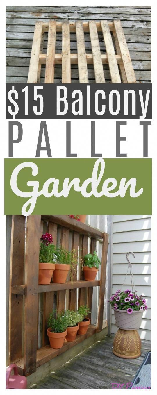 Take advantage of vertical space on small patios and balconies with this $15 Balcony Pallet Garden! -   25 garden seating pallets
 ideas