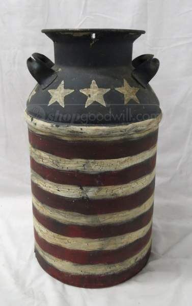shopgoodwill.com: Patriotic Painted Vintage Milk Can 40 Qt -   25 garden water milk jug ideas