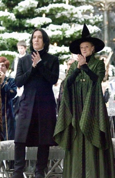 2005 - Alan Rickman (Snape) and Maggie Smith (McGonagall). They played those characters in all 8 of the Harry Potter movies. This photo is from 