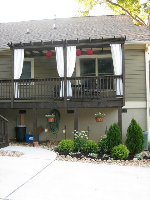 Love the design of this deck. Would love the pergola roof and the fabric! -   25 upper deck decor
 ideas