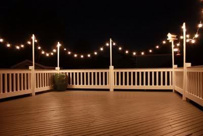 Great idea: String lights around a deck or outside space to add a romantic feel when they are turned on at night. -   25 upper deck decor
 ideas