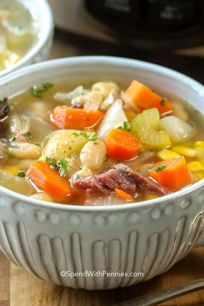 Slow cooker ham bone soup is the perfect way to use up your leftover holiday ham. It is slow cooked with delicious veggies for the perfect soup recipe! -   17 vegetable recipes slow cooker
 ideas