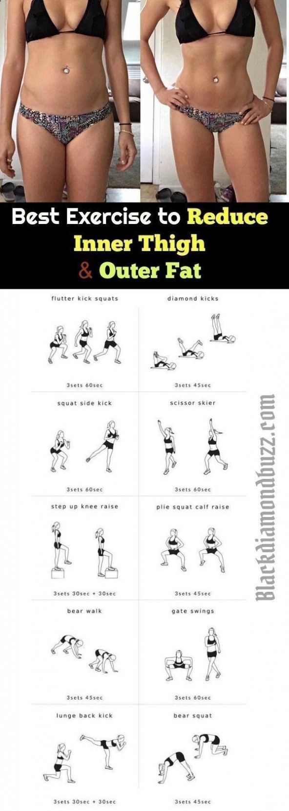 Belly Fat Workout - Fat Fast Shrinking Signal Diet-Recipes Best Exercise to Reduce Inner Thigh and Outer Fat Fast in a Week: In the exercise you will learn how to get rid of that suborn thigh fat and hips fat at home by eva.ritz  Follow PowerRecipes For #Howtoburnbellyfatinaweek -   18 fitness workouts thighs
 ideas