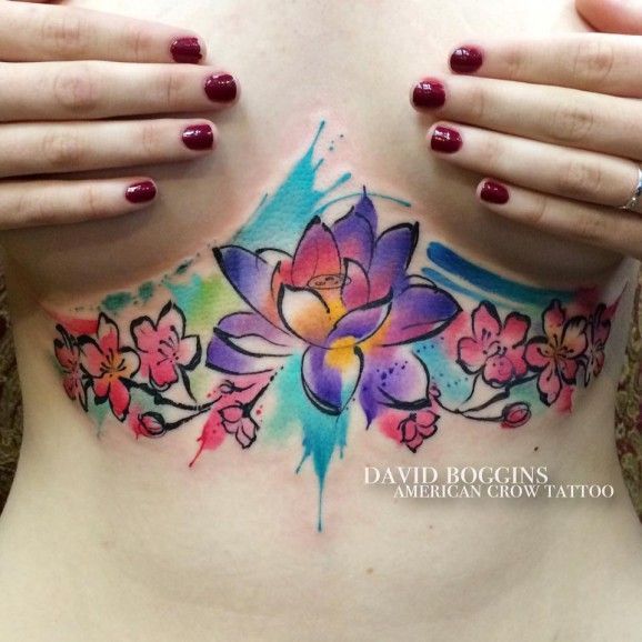 19 underboob tattoo watercolor
 ideas