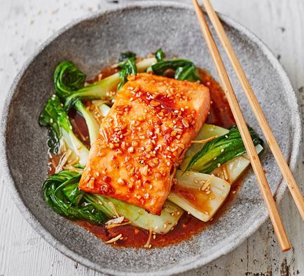 Teriyaki salmon with sesame pak choi -   20 quick fish recipes
 ideas