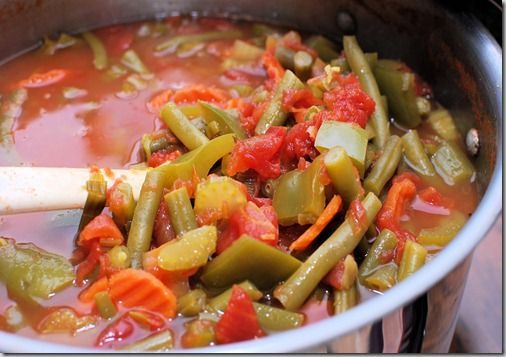 sacred heart diet soup with green beans |  2 large cans diced tomatoes, 6 large green onions chopped, 1 large can of beef broth *or vegetarian substitute, 1 package onion soup mix, 1 bunch celery, chopped, 2 x 15 oz cans green beans, 2 green peppers (chopped), 2 lbs carrots (chopped), seasonings of choice such as curry, herbs, salt and pepper, etc. -- Put all the above in a large pot, season with salt and pepper, curry, parsley, or if desired hot sauce. Make sure you cut the vegetables small to medium size.  #tracia -   21 diet soup celery
 ideas