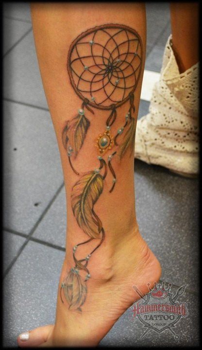 I'm not a fan of dream catchers but I love the placement of this -   21 dream catcher ankle tattoo
 ideas