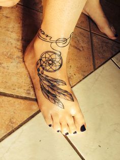 25 Wonderful Dreamcatcher Tattoo Designs and Meanings – Try Anyone at Least Once in a Lifetime -   21 dream catcher ankle tattoo
 ideas