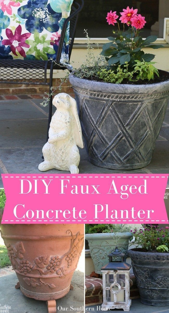 DIY Faux Aged Concrete Planters -   21 funky garden pots
 ideas