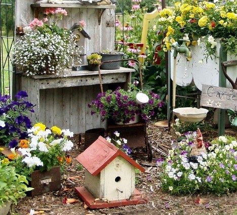 What makes garden vignettes work? | Flea Market Gardening -   21 funky garden pots
 ideas