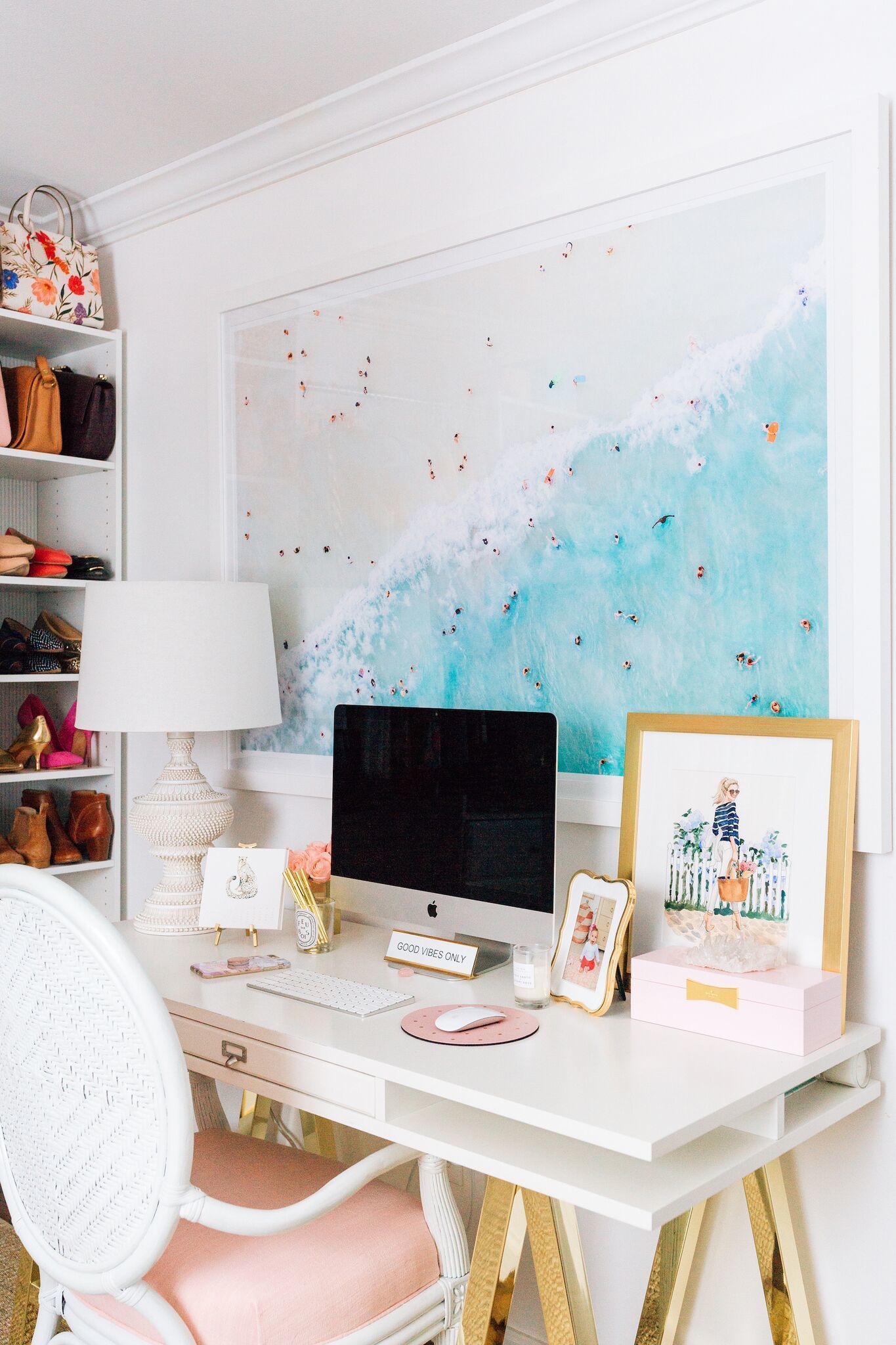 Home/Room Tour: Julia of Lemon Stripe's Beachy Office Vibes -   22 desk decor shelves
 ideas