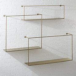 Antiqued Brass Floating Shelves Set of 3 -   22 desk decor shelves
 ideas