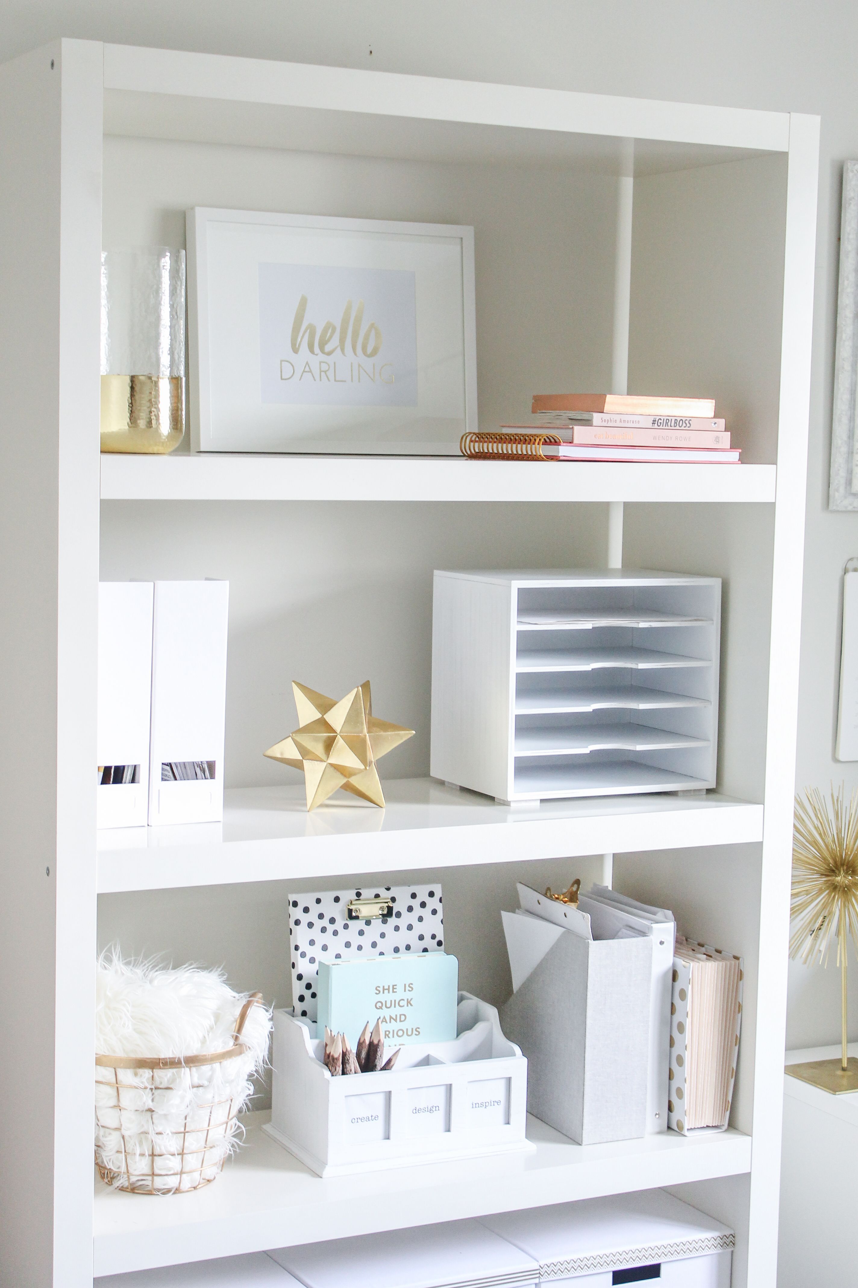 White with gold office looks very calming! - Tap the link now to Learn how I made it to 1 million in sales in 5 months with e-commerce! I'll give you the 3 advertising phases I did to make it for FREE! -   22 desk decor shelves
 ideas