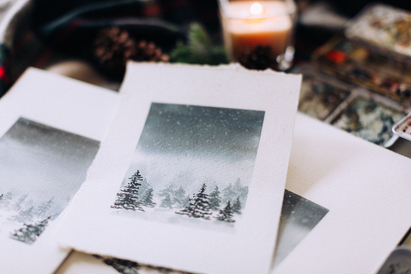 Watercolor Winter Scene Tutorial – A video (Craftberry Bush) -   22 diy painting watercolor
 ideas