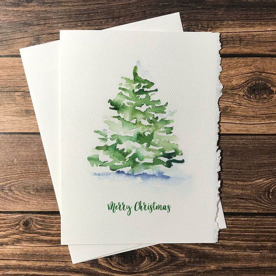 Watercolor Christmas Tree - Set of 10 Christmas Cards -   22 diy painting watercolor
 ideas