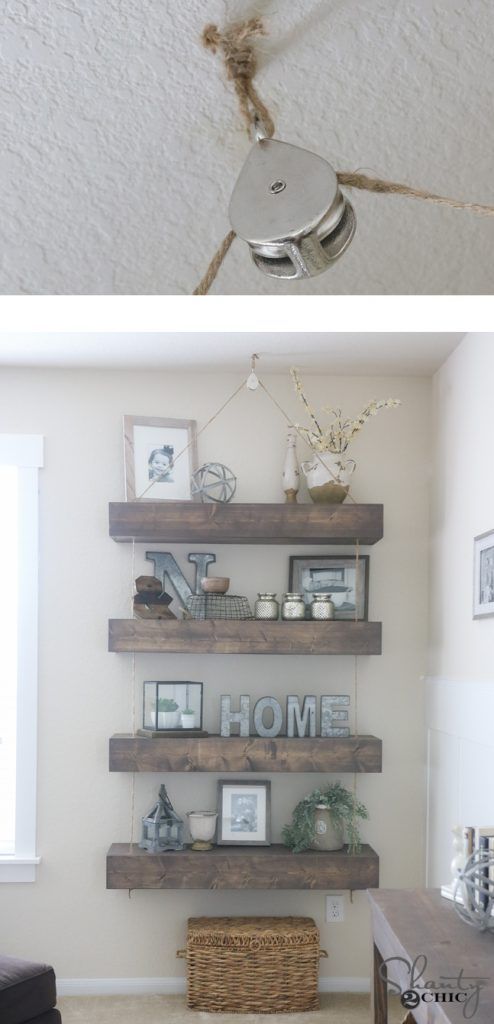 DIY Floating Shelves with Pulleys -   22 shelves decor tutorials
 ideas