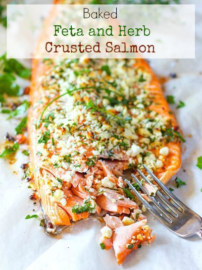 Feta and Herb Crusted Salmon -   22 summer fish recipes
 ideas