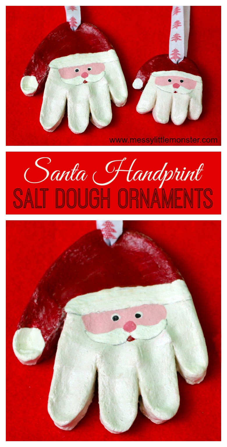 Santa Salt Dough Handprint Ornaments & Easy Salt Dough Recipe -   23 crafts gifts dough ornaments
 ideas