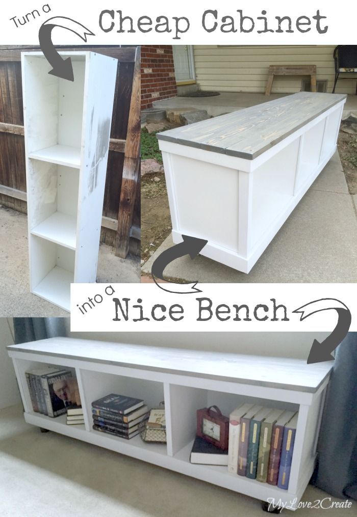 Cheap Cabinet Into Nice Bench -   23 diy bookshelf storage
 ideas