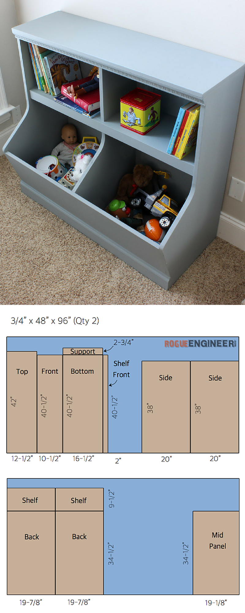 If you have kids, then you know how important storage is! This ?#?DIY? wall unit provides a bookshelf and divided bins to store toys. FREE PLANS from @rogue_engineer at buildsomething.com -   23 diy bookshelf storage
 ideas