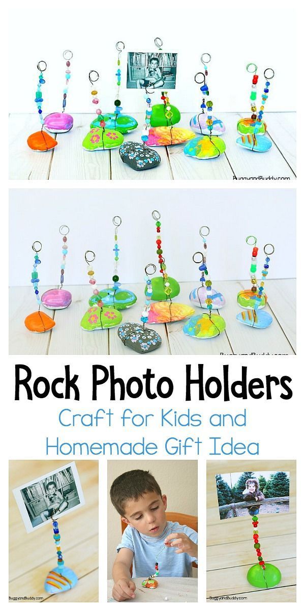 Painted Rock Photo Holder Craft for Kids -   24 arts and caft
 ideas