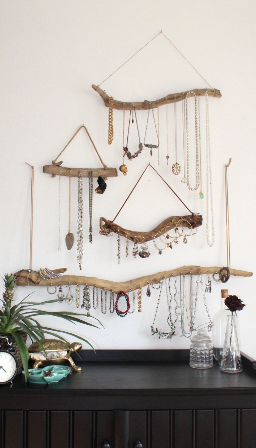 Driftwood Jewelry Organizer - Made to Order Custom Jewelry Storage - Pick Your Driftwood - Boho Decor Jewelry Holder Hanging Jewelry Display -   24 boho home decor
 ideas