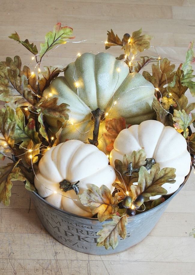 Lighted Fall Pumpkin Basket -   24 classy fall decor
 ideas