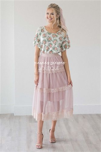 Tulle Lace Tiered Skirt -   24 college style modest
 ideas