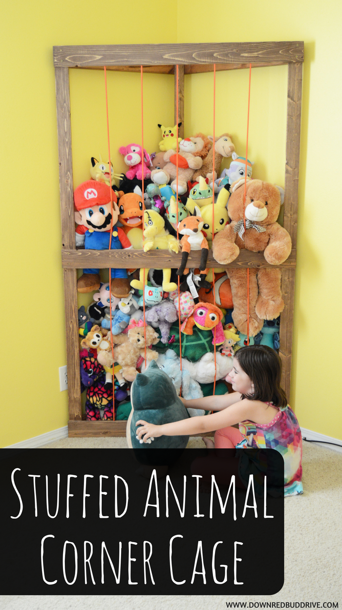 Stuffed Animal Corner Cage -   24 diy kids storage
 ideas