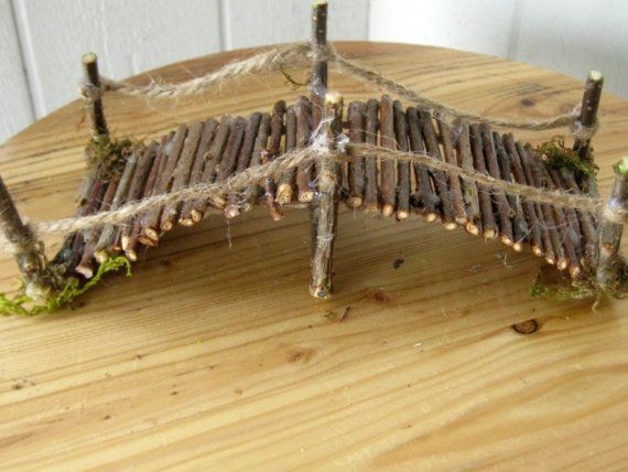 Handmade miniature garden twig footbridge 7 inches by CLOUDFAIRY -   24 fairy garden diy
 ideas