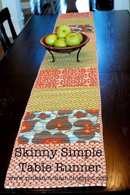 Tuesday Tutorial: Skinny Simple Table Runner - The Polkadot Chair -   24 homemade crafts table
 ideas