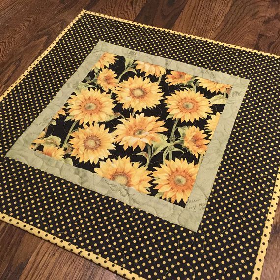 Quilted Sunflower Table Topper, Sunflower Decor, Sunflower Wall Hanging, Spring Sunflower Decor, Country Home Decor, Yellow Black Topper -   24 homemade crafts table
 ideas