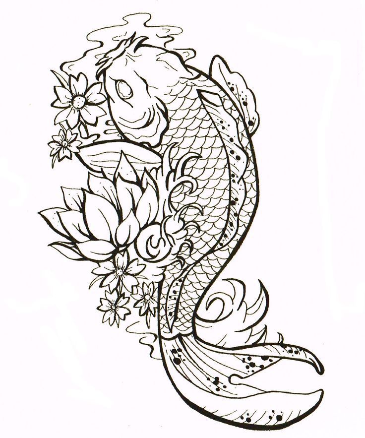 cluster flower with koi fish design for tattoo - Google Search -   24 koi lotus tattoo
 ideas