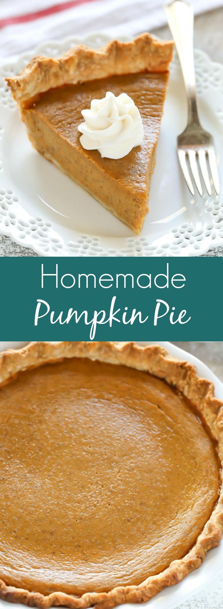 An easy and delicious recipe for Homemade Pumpkin Pie. This is the only pumpkin pie recipe you will ever need and it's perfect for the holidays! -   24 sweet pumpkin recipes
 ideas