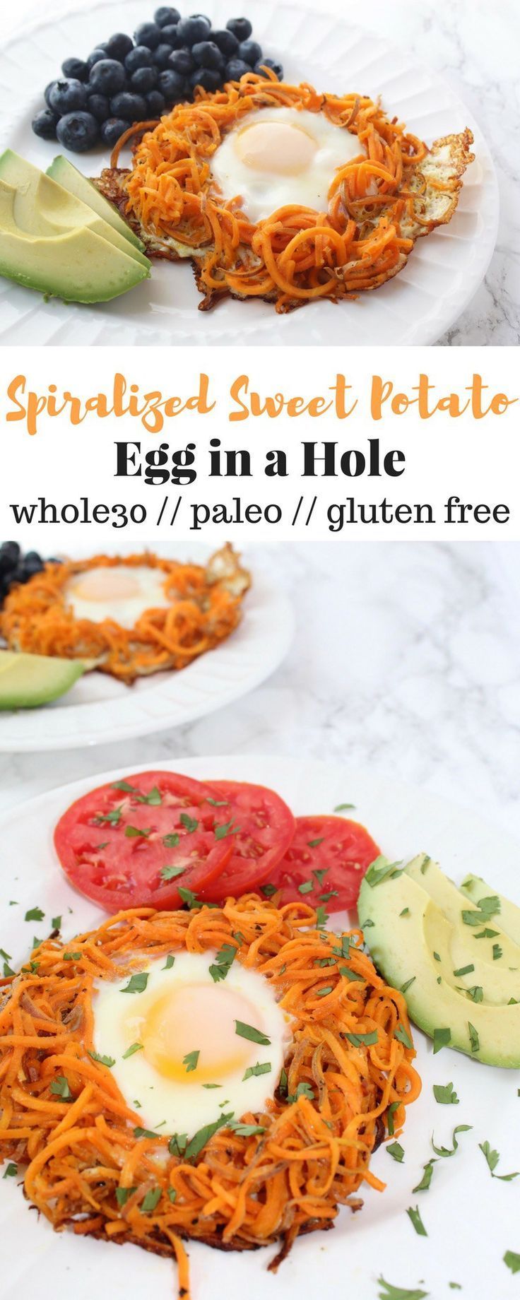 Spiralized Sweet Potato Egg in a Hole -   24 whole 30 vegetarian
 ideas