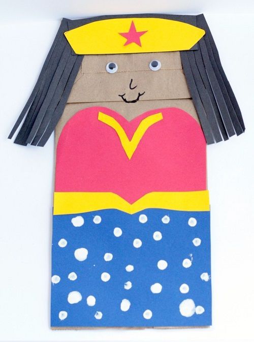 Wonder Woman Paper Bag Puppet Craft for Kids -   25 crafts for women
 ideas