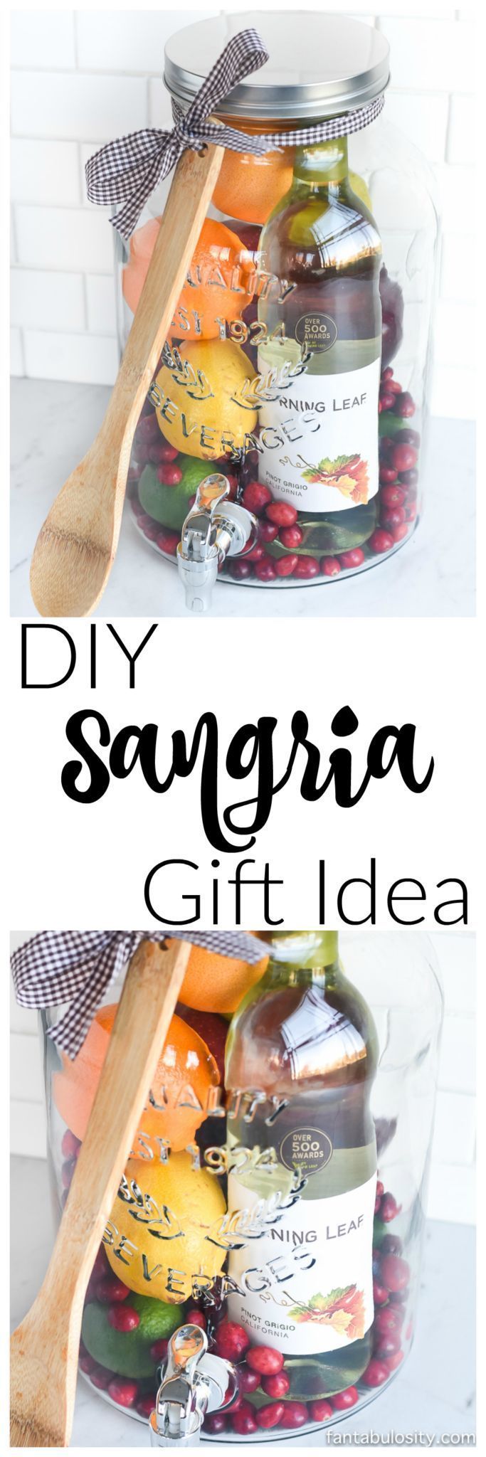 Aw, how cool is this! DIY Gift Idea: Sangria for Friends, housewarming, for women, new neighbor, anyone! Who wouldn't love this!? They can even use the drink dispenser again and again! -   25 crafts for women
 ideas