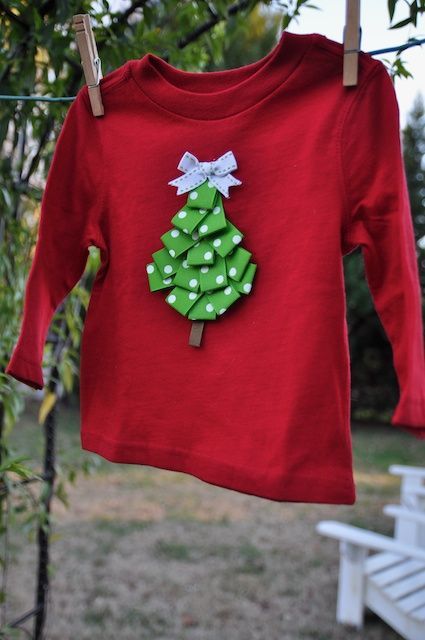 Ribbon Christmas Tree Shirt -   25 diy christmas shirts
 ideas