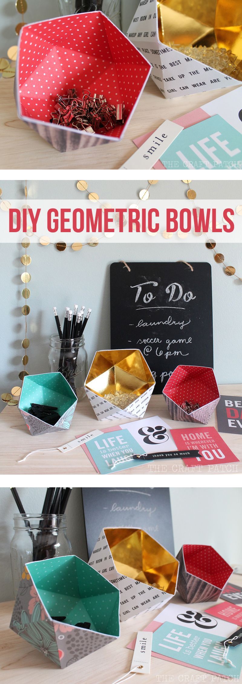 DIY Geometric Bowls -   25 diy paper organization
 ideas