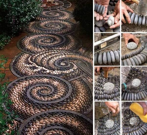 How to DIY Swirl Pebble Mosaic Garden Path -   25 diy rock garden
 ideas