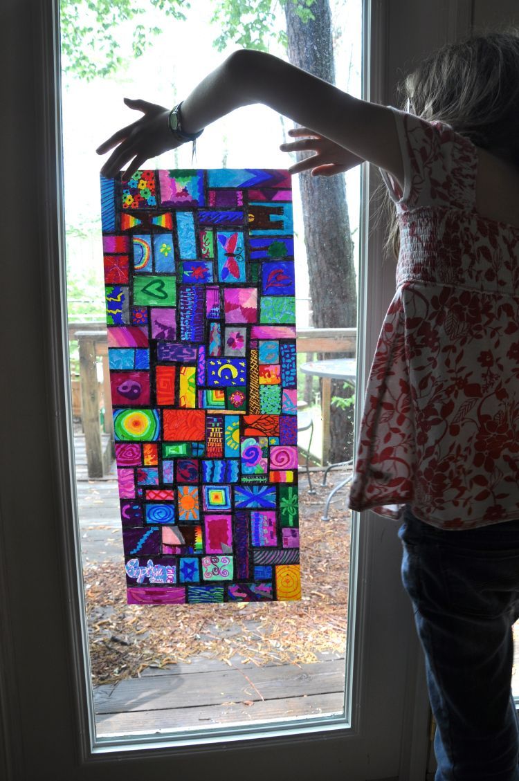 Sharpie on wax paper looks like stained glass: a fun art project for the kids -   25 school age summer crafts
 ideas