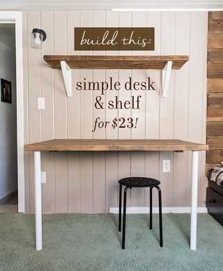 Simple DIY Wall Desk, Shelf & brackets (for under $23!) (Jenna Sue Design Blog) -   25 simple crafts desk
 ideas