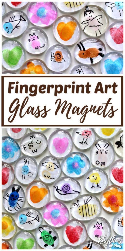 Fingerprint Art Glass Magnets Craft for Kids (VIDEO -   25 simple crafts gifts
 ideas