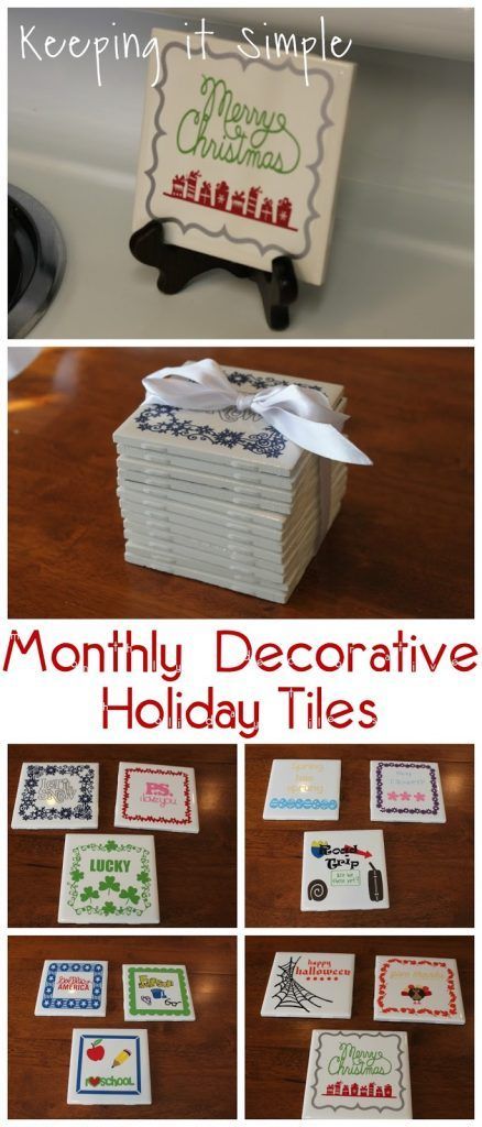 Christmas Gift Idea: 4x4 Monthly Decorative Holiday Tiles -   25 simple crafts gifts
 ideas