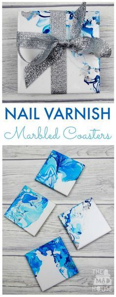 Nail Varnish Marbled Coasters -   25 simple crafts gifts
 ideas