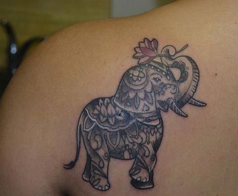 Elephant Tattoo For Girls #Hawaiiantattoos -   19 elephant tattoo lotus
 ideas