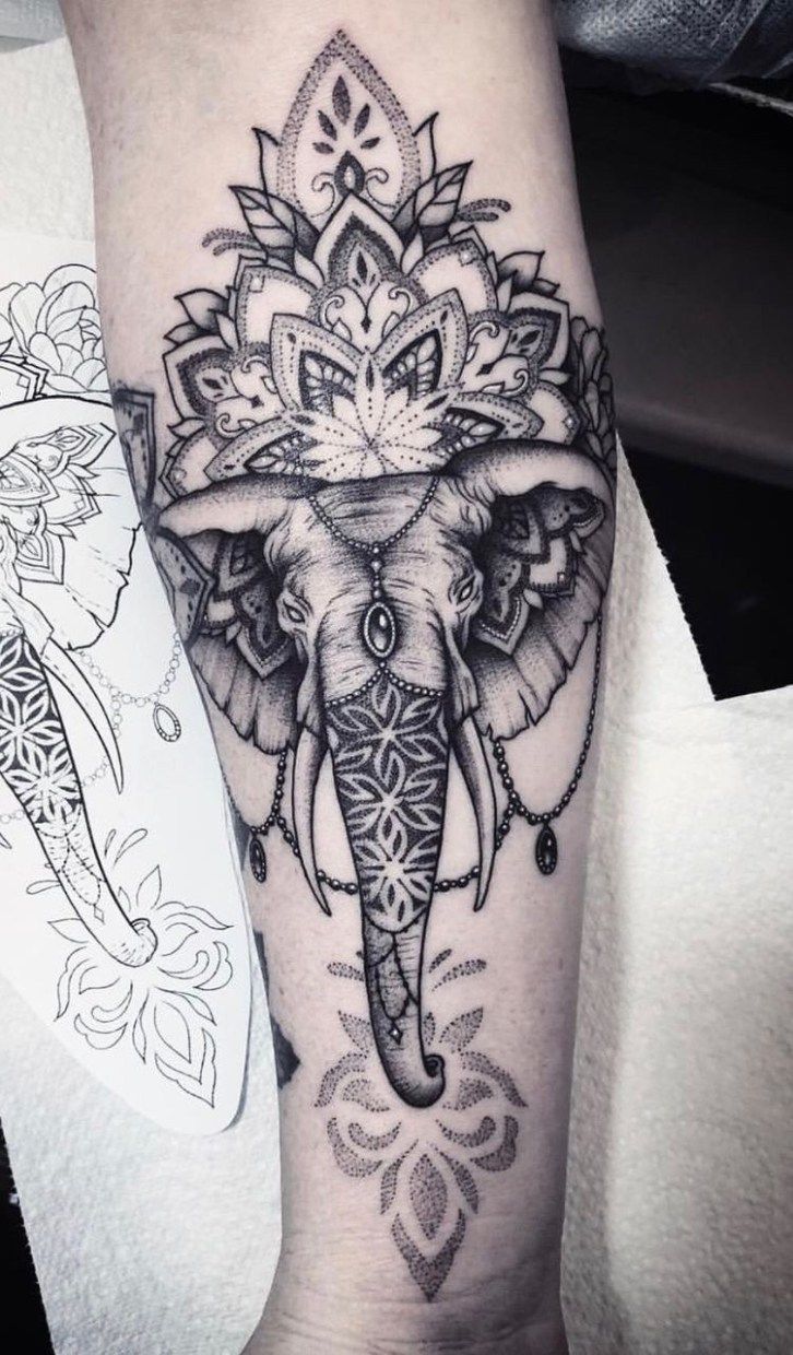 75 Big And Small Elephant Tattoo Ideas -   19 elephant tattoo lotus
 ideas