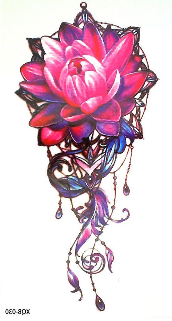 Heidi Beautiful Watercolor Flora Flower Lotus Chandelier Temporary Tattoo -   19 watercolor tattoo lily
 ideas