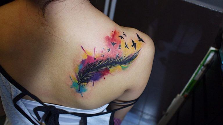Feather tattoo turning into birds -   19 watercolor tattoo lily
 ideas